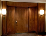Entryway, walnut, doors, paneling, wood, CNC